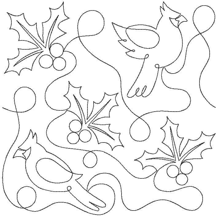 Cardinals and Berries End-to-End Quilting | Machine Embroidery Designs by JuJu