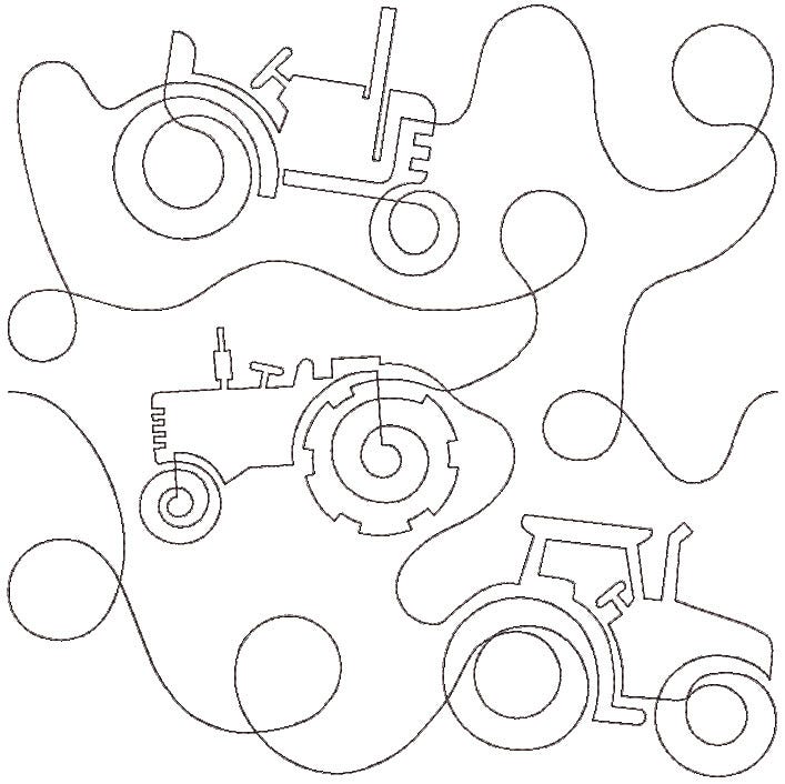 Tractors End-to-End Quilting | Machine Embroidery Designs by JuJu

