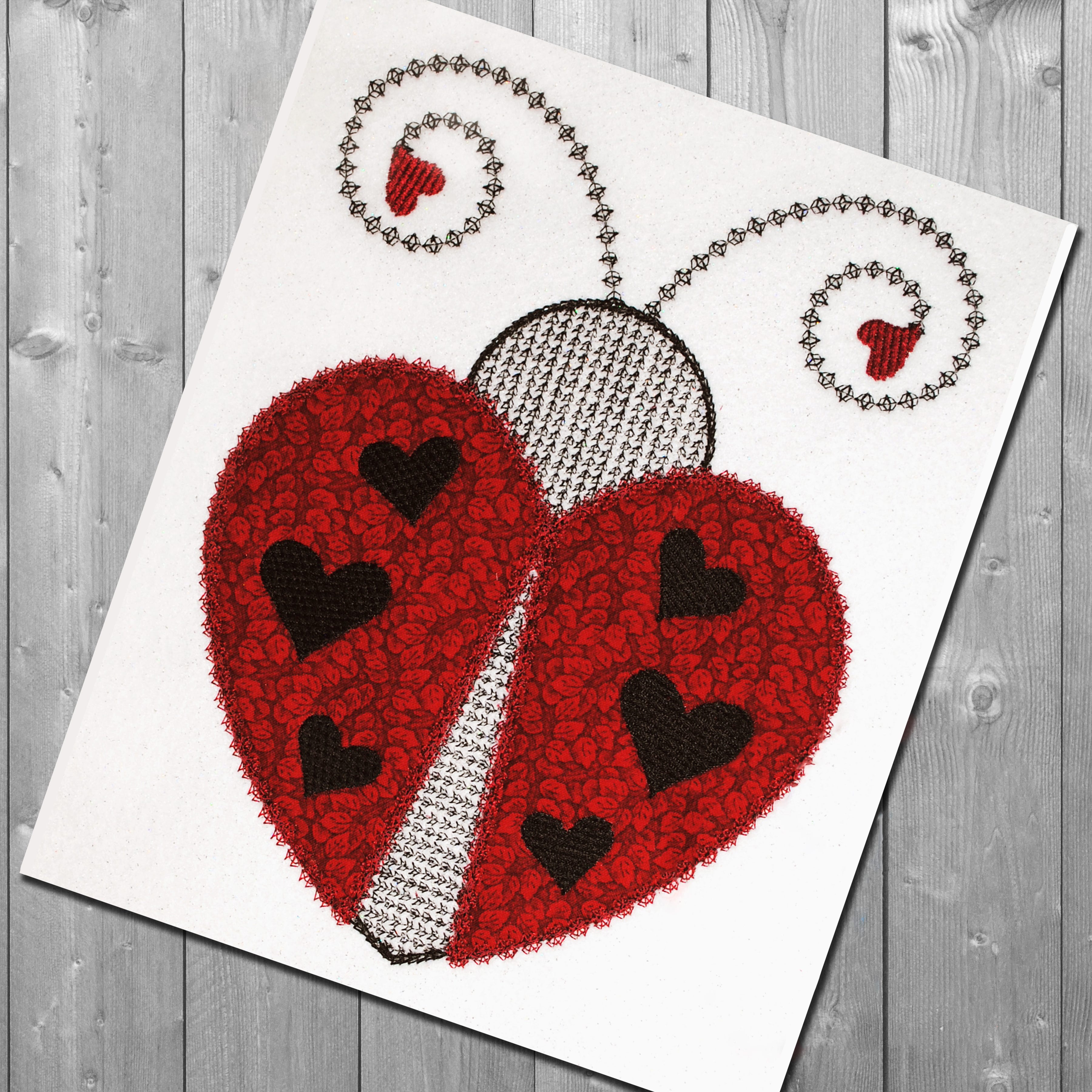 Motif Ladybug Heart Embroidery Design | Machine Embroidery Designs by JuJu