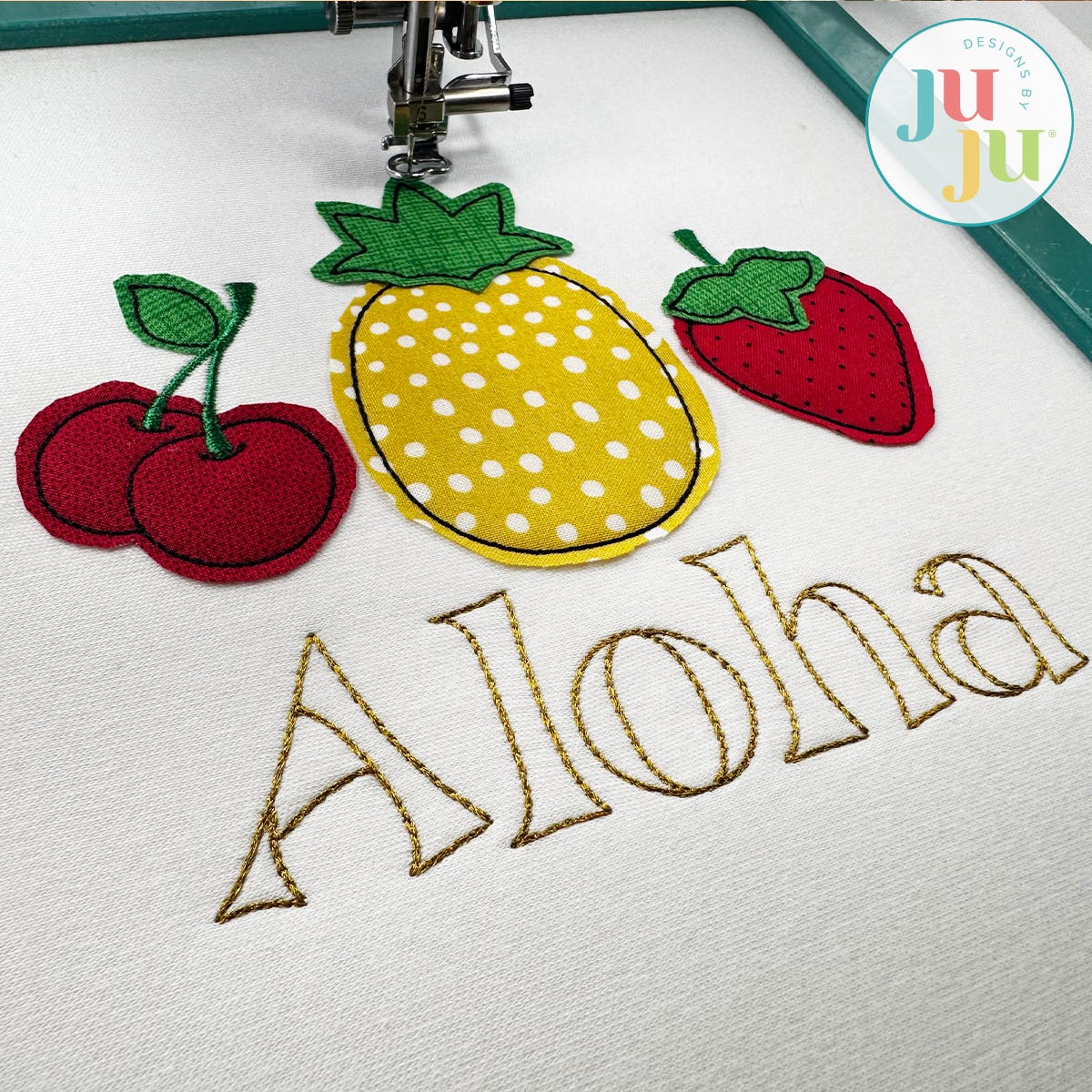 Daisy Doodle Fruits Bean Stitch Applique Embellishment Set | Machine Embroidery Designs by JuJu