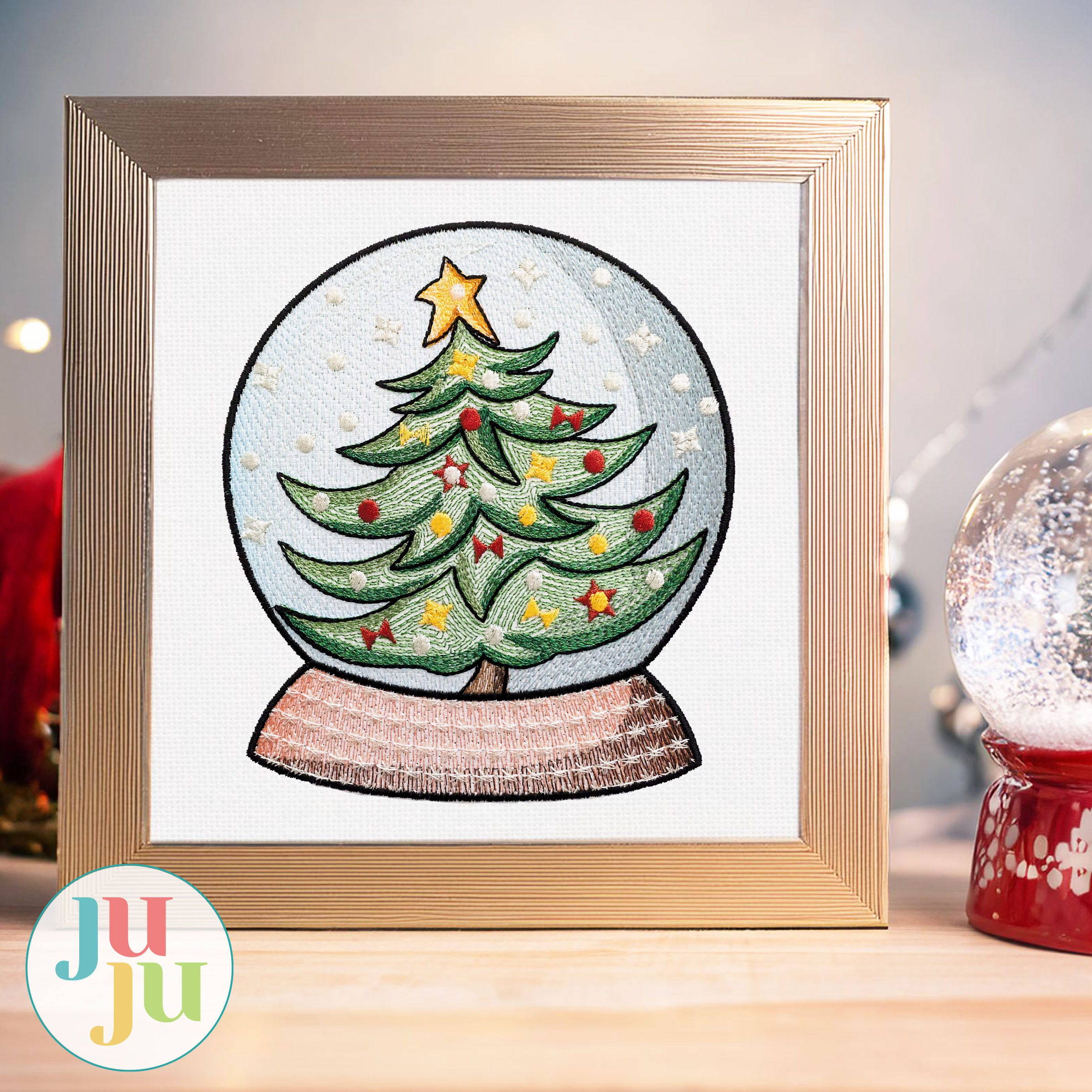 Yuletide Bliss Snowglobes 1 Christmas Embroidery Set | Machine Embroidery Designs by JuJu