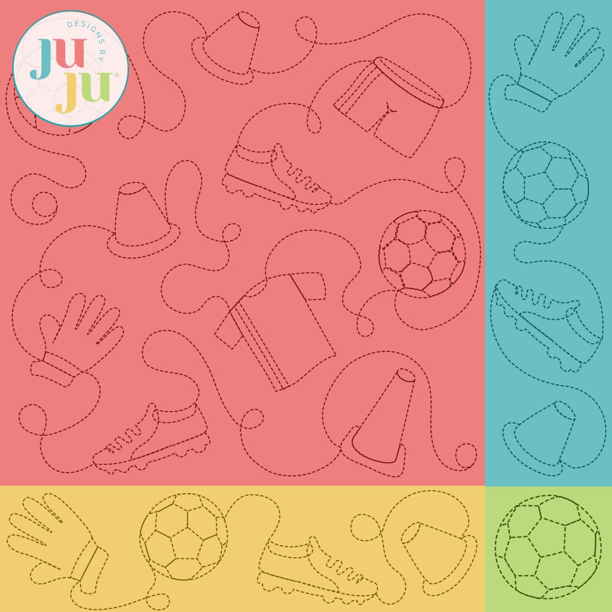 Soccer Quilting Backdrops Design | Machine Embroidery Designs by JuJu