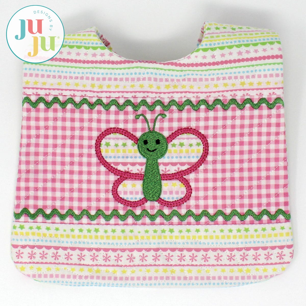 In The Hoop Butterfly Bib Project by Oma's Place | Machine Embroidery Designs by JuJu