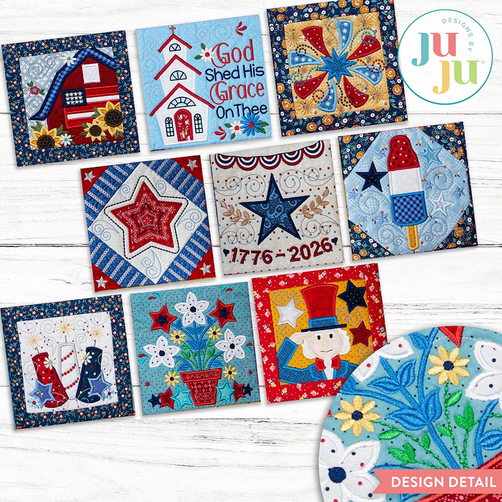 In The Hoop Star Spangled Stitches Project Set 2 | Machine Embroidery Designs by JuJu