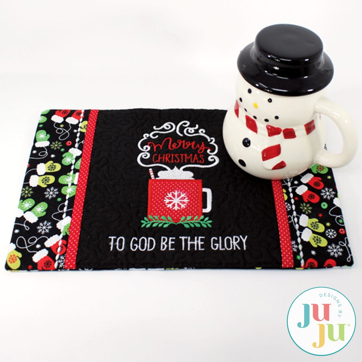 In The Hoop Merry Christmas Mini Placemat Project by Oma's Place | Machine Embroidery Designs by JuJu
