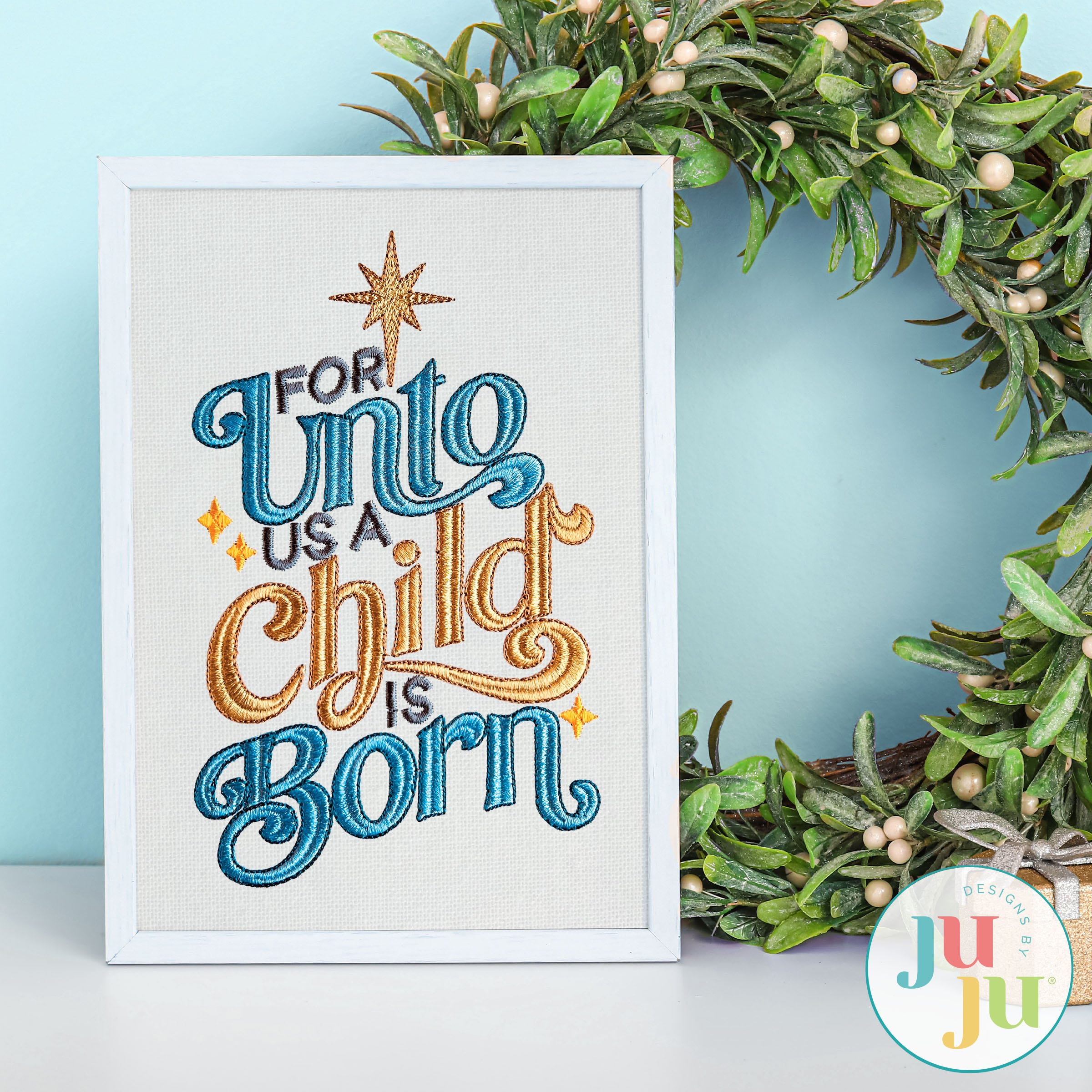 Christmas Nativity Word Art 2 Embroidery Set | Machine Embroidery Designs by JuJu