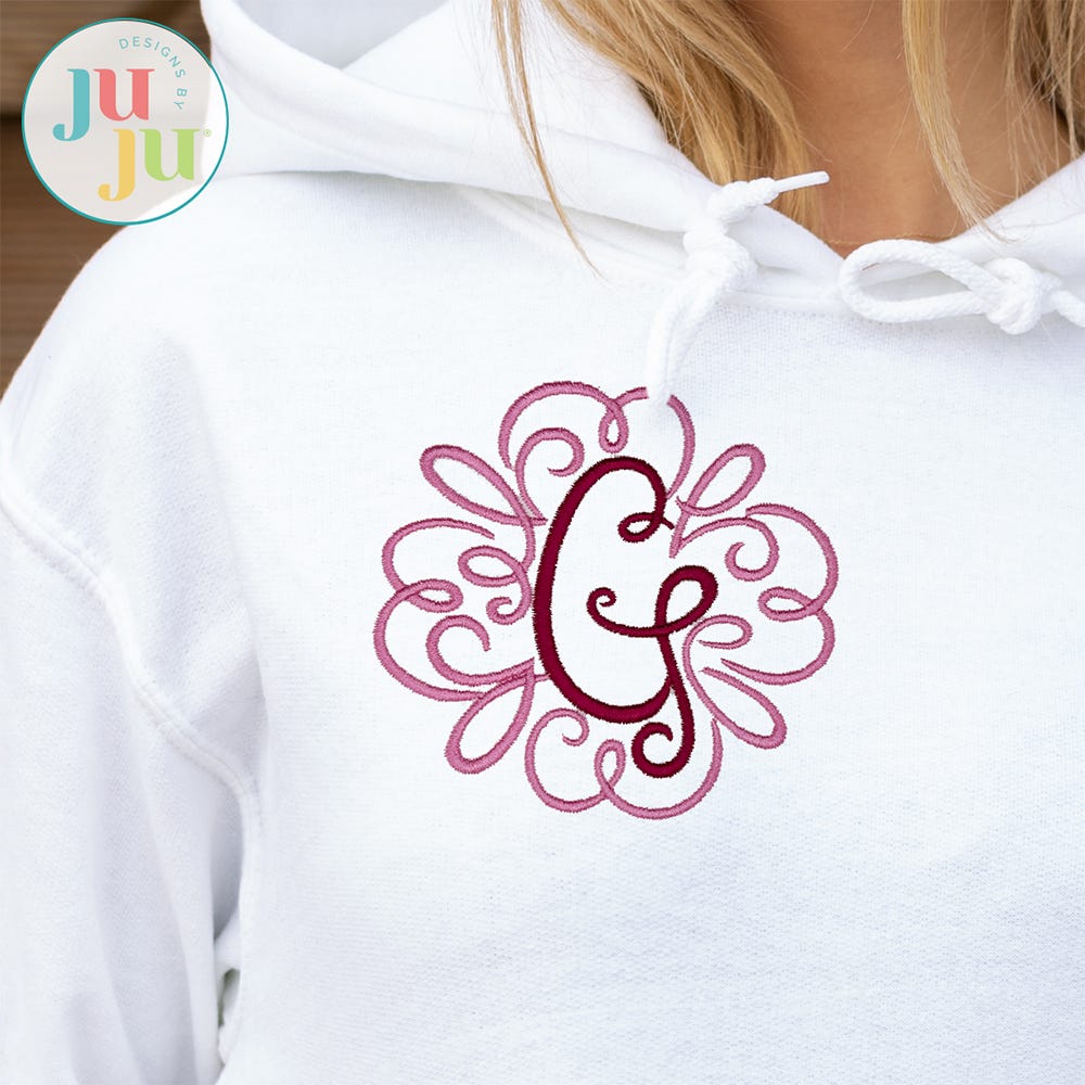 Hand Swirled Monogram Embroidery Font | Machine Embroidery Designs by JuJu