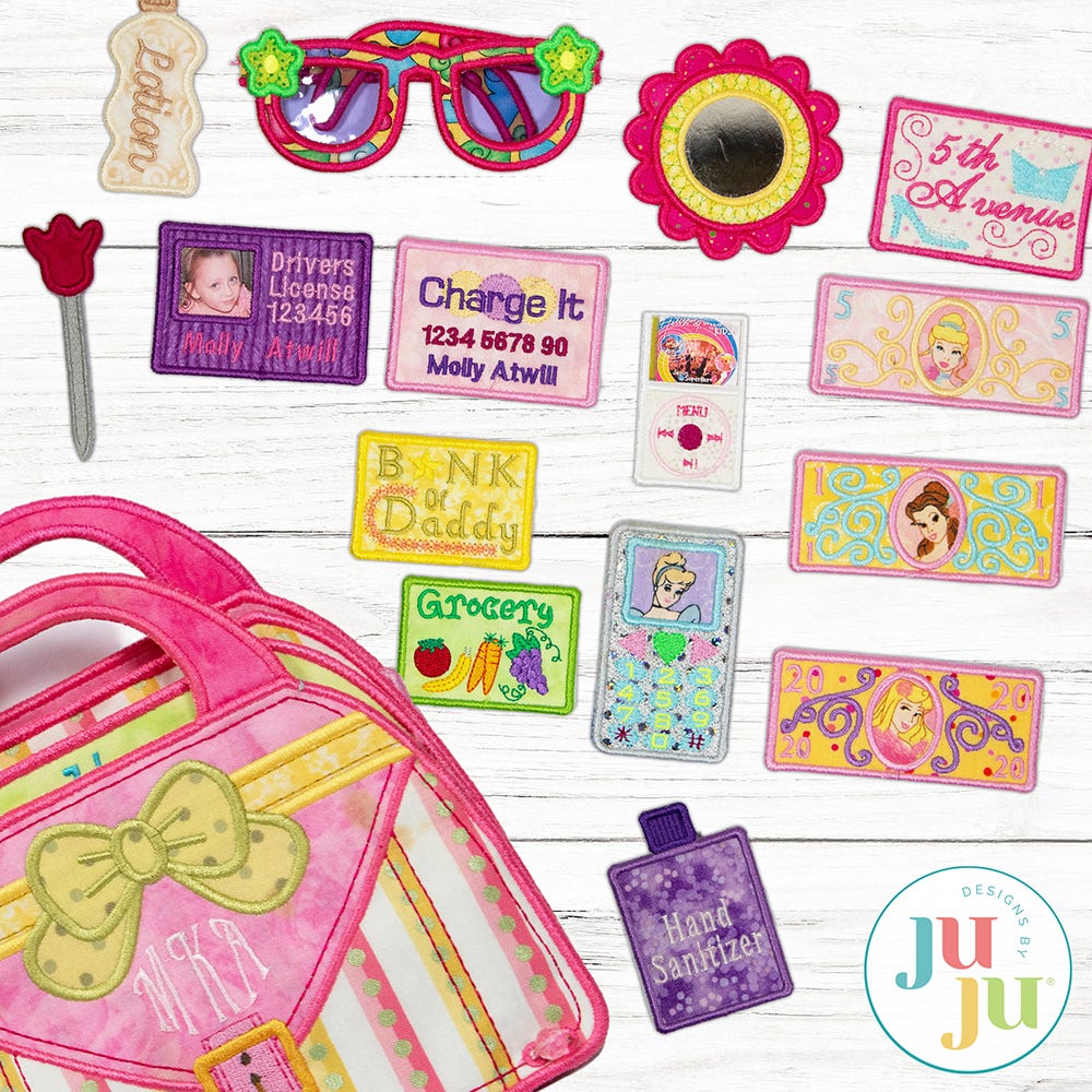 In The Hoop Ultimate Pretend Play Purse Project | Machine Embroidery Designs by JuJu