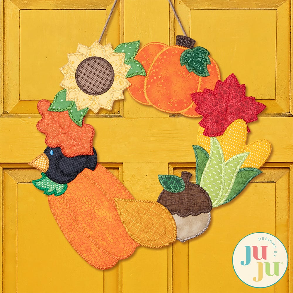  In The Hoop Autumn Wreath Project | Machine Embroidery Designs by JuJu
