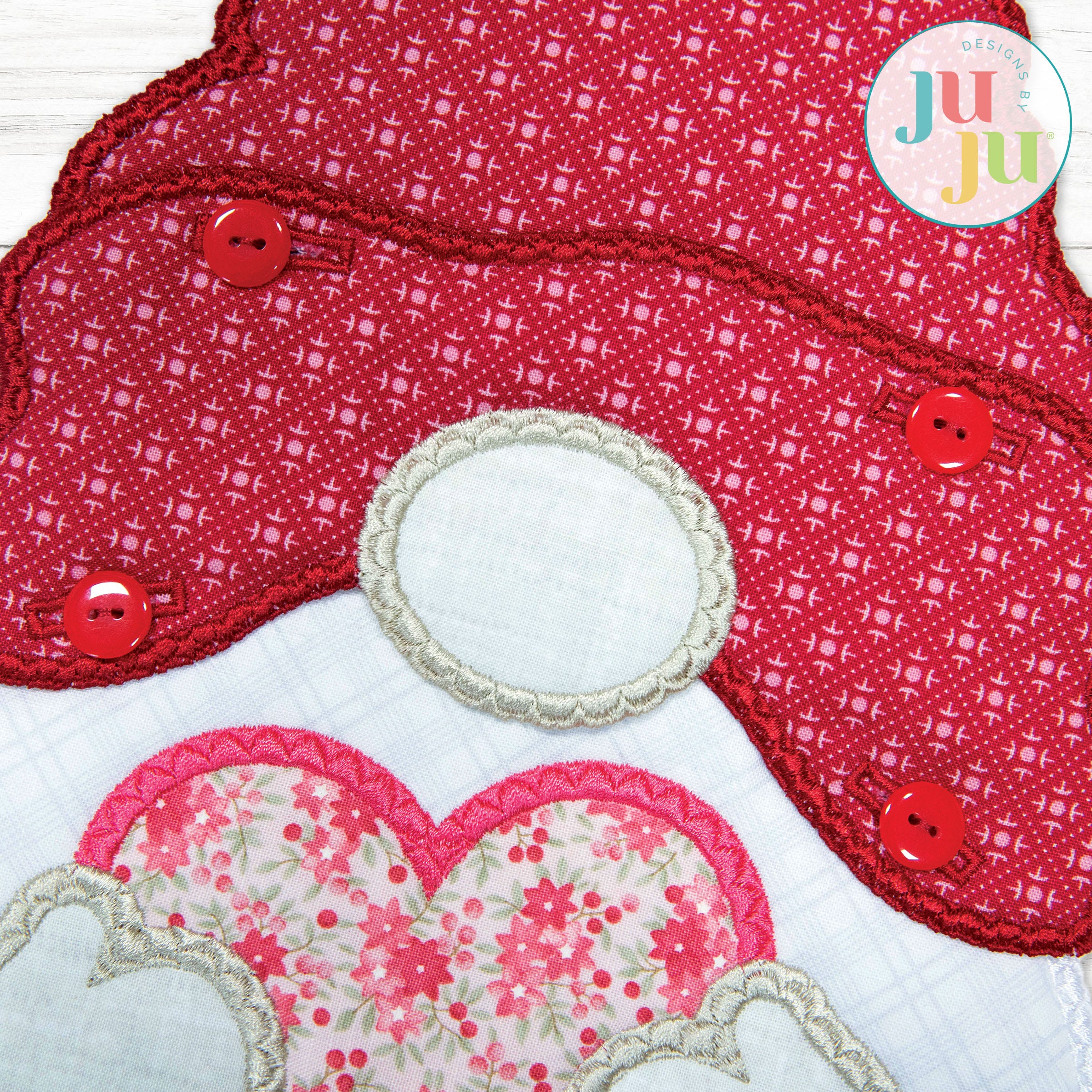 In The Hoop Gnome Wall Hanging - Valentine's Day Project | Machine Embroidery Designs by JuJu