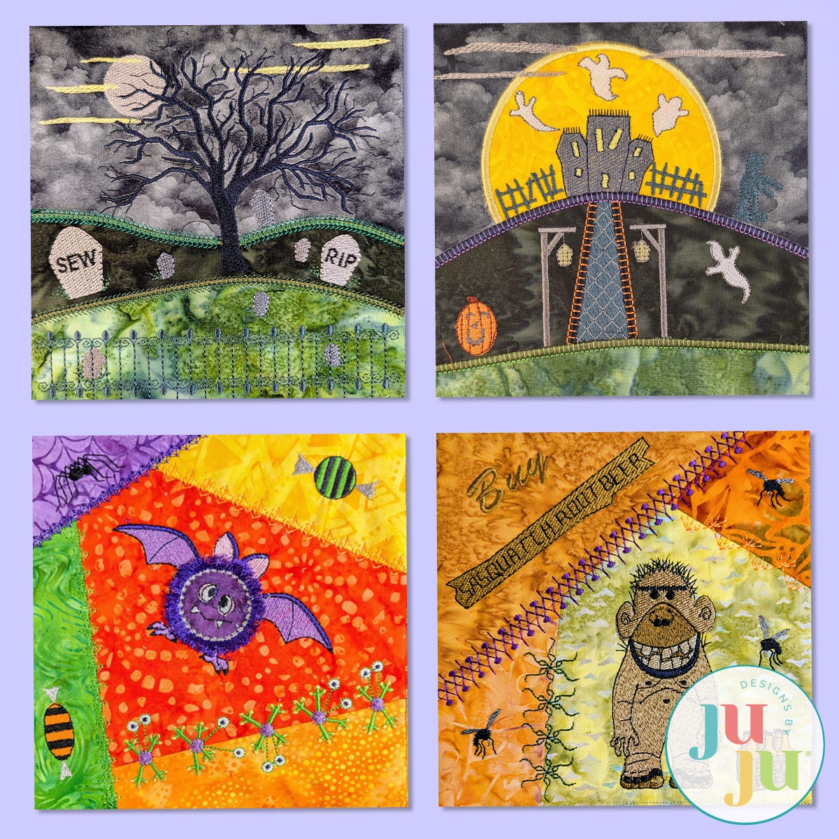 In The Hoop Spooky Crazy Patch Blocks Project Set 2 | Machine Embroidery Designs by JuJu
