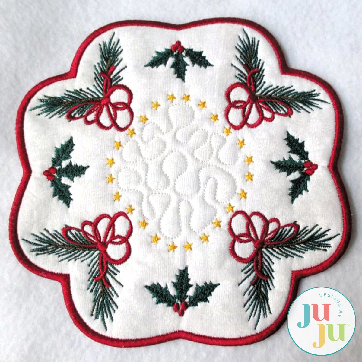 Christmas Candle Mat by Oma's Place | Machine Embroidery Designs by JuJu