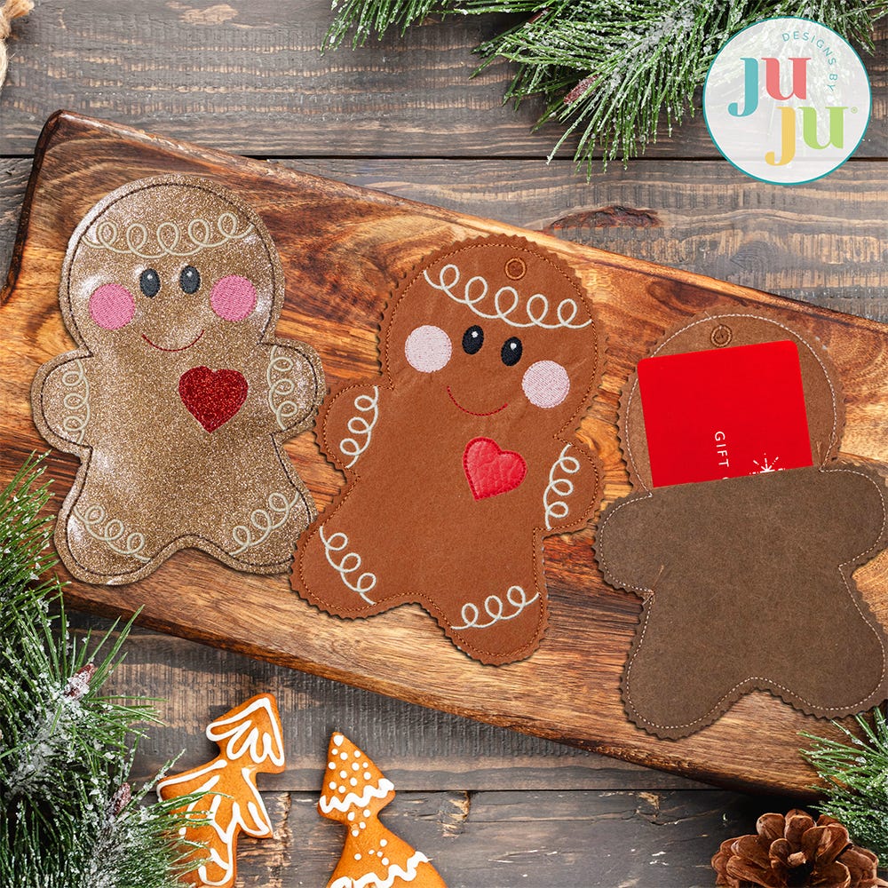 In The Hoop Christmas Gift Card Holders 2 Project | Machine Embroidery Designs by JuJu
