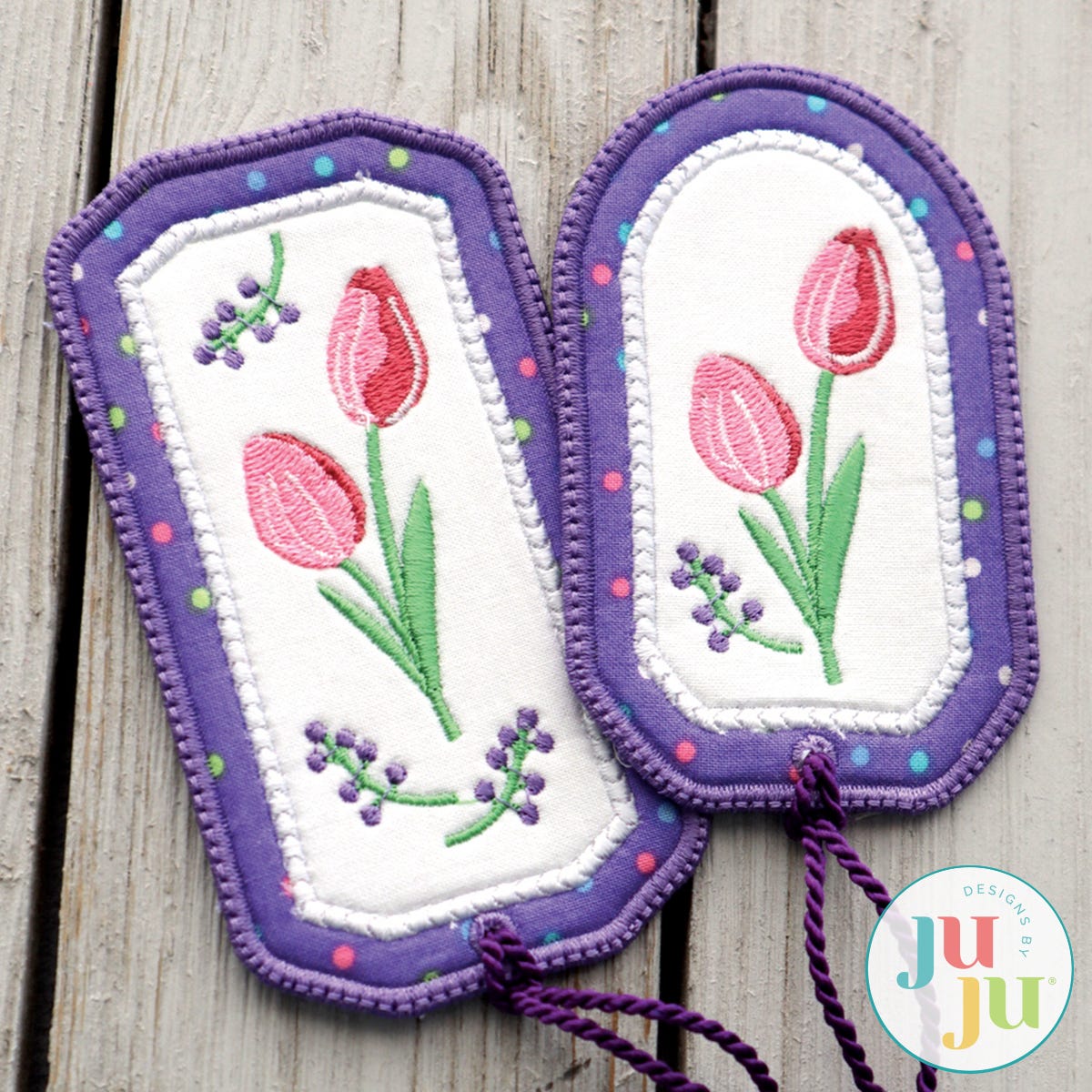 In The Hoop Fabric Tulip Bookmarks Project by Oma's Place | Machine Embroidery Designs by JuJu