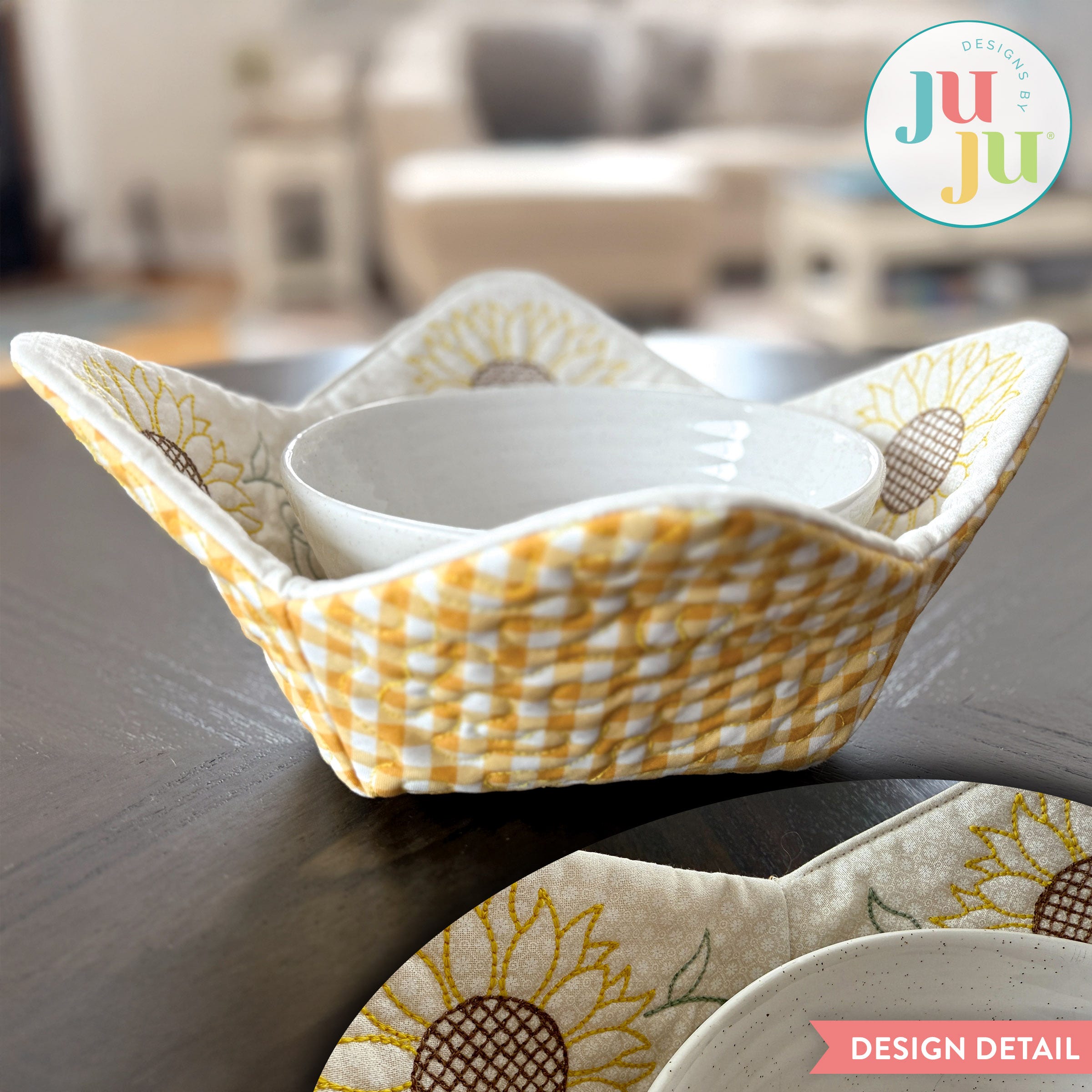 In The Hoop Bowl Cozy 2 Project | Machine Embroidery Designs by JuJu