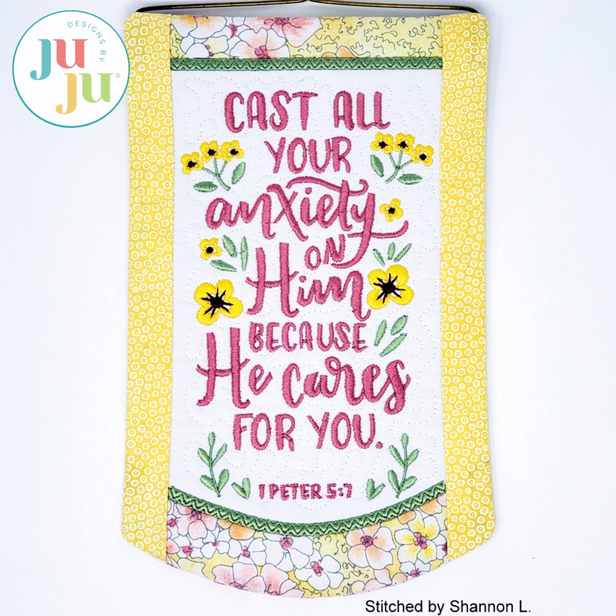 In The Hoop He Cares Banner Project by Oma's Place | Machine Embroidery Designs by JuJu