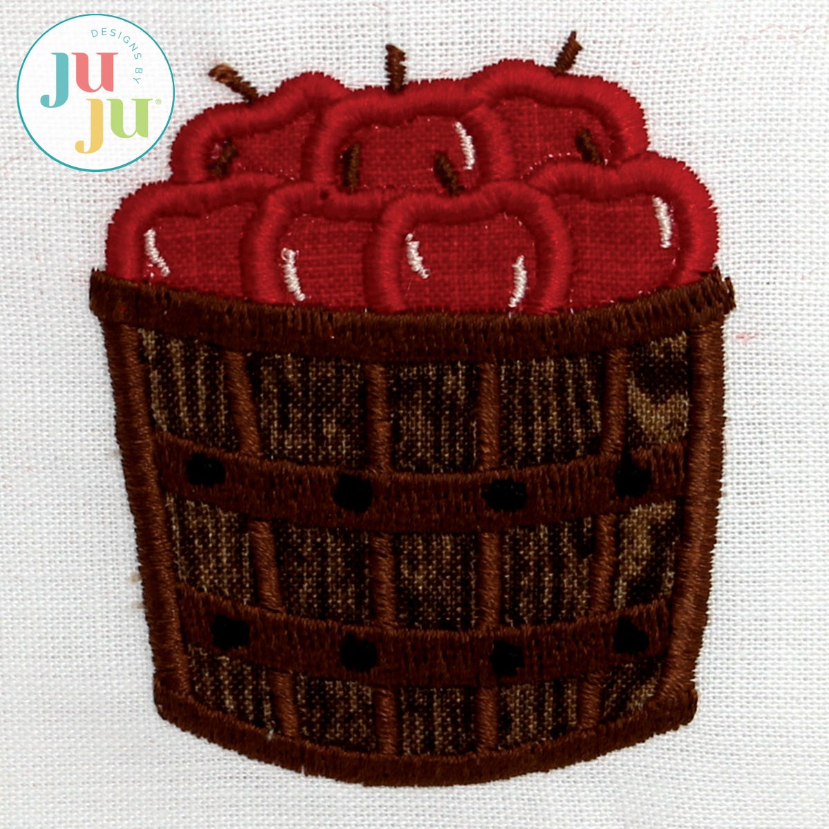 Apple Basket Applique Embroidery Design by Oma's Place | Machine Embroidery Designs by JuJu