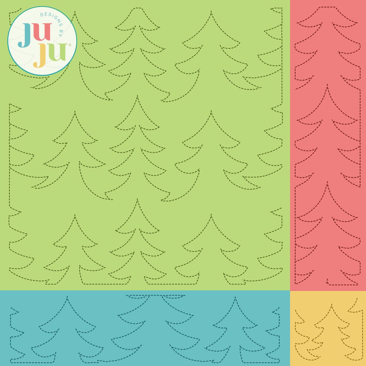 Forest Trees Quilting Backdrops Design | Machine Embroidery Designs by JuJu