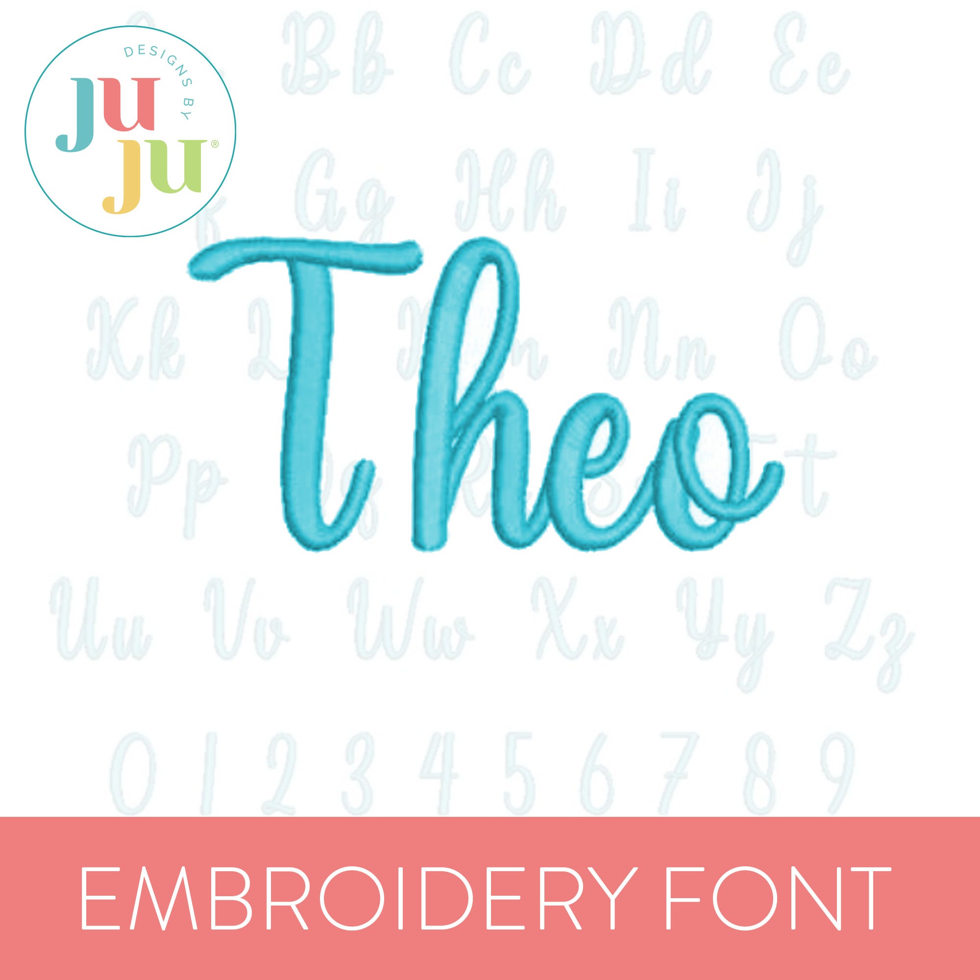 Theo Embroidery Font | Machine Embroidery Designs by JuJu