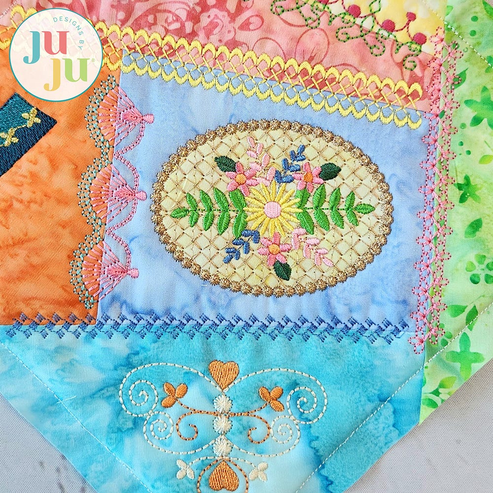 Crazy Patch Blocks Series 1 Set 3 | Machine Embroidery Designs by JuJu