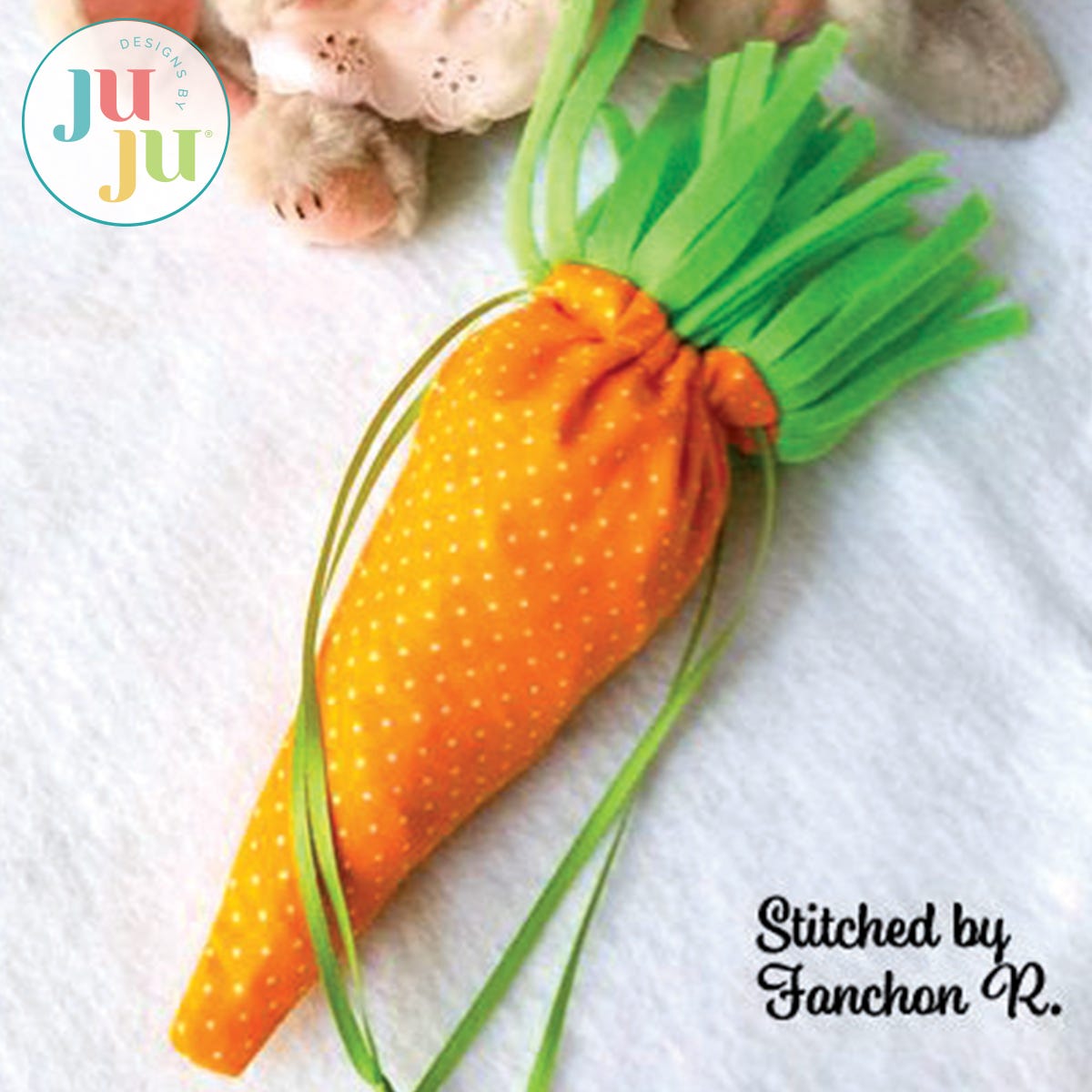 In The Hoop Carrot Draw String Bag Project by Oma's Place | Machine Embroidery Designs by JuJu