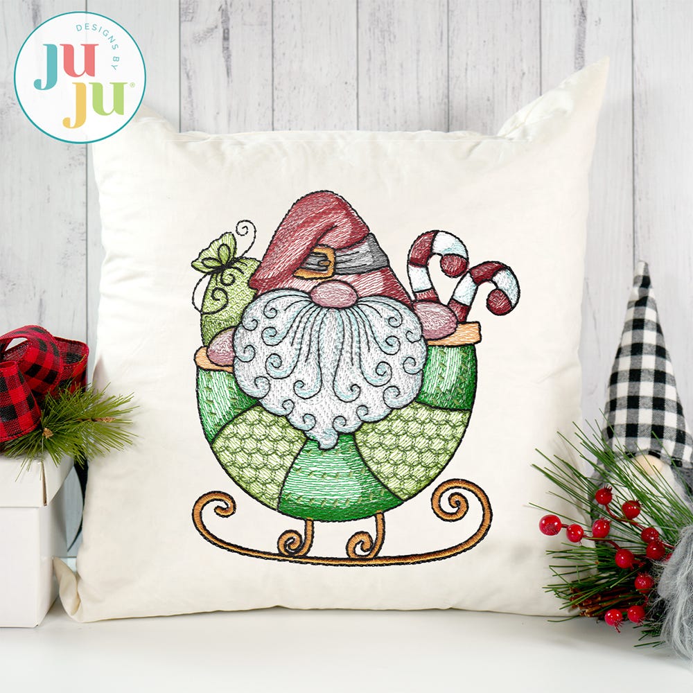 Swirly Beard Santa 3 Embroidery Design | Machine Embroidery Designs by JuJu