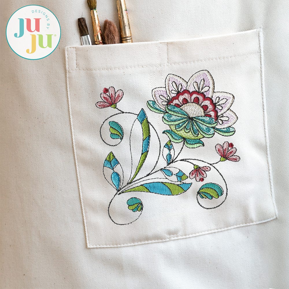 Jacobean Flower 4 Embroidery Design | Machine Embroidery Designs by JuJu