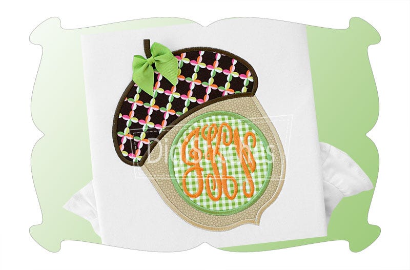 Acorn Monogram Applique | Machine Embroidery Designs by JuJu