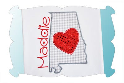 Alabama Love Applique | Machine Embroidery Designs by JuJu