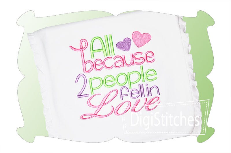 All Because 2 People Fell In Love | Machine Embroidery Designs by JuJu