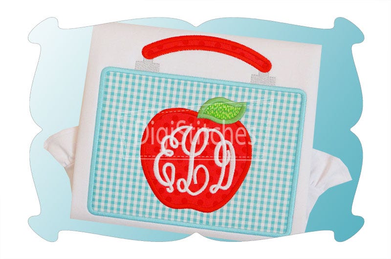 Apple Lunch Box Applique | Machine Embroidery Designs by JuJu