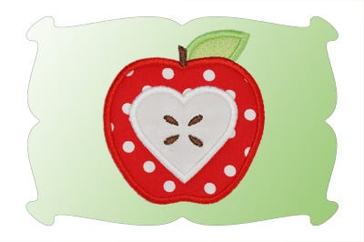 Apple Heart Applique | Machine Embroidery Designs by JuJu