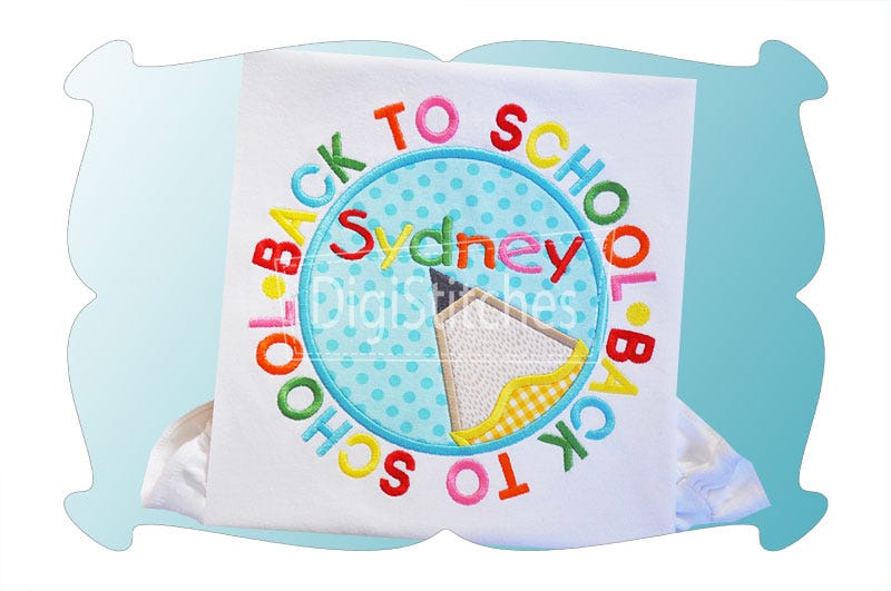 Back To School Patch Applique | Machine Embroidery Designs by JuJu