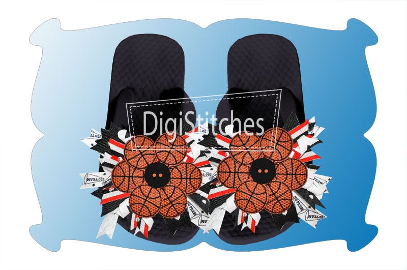 Basketball Flowers In The Hoop | Machine Embroidery Designs by JuJu