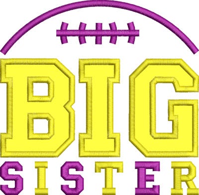 Big Sister Football Applique | Machine Embroidery Designs by JuJu