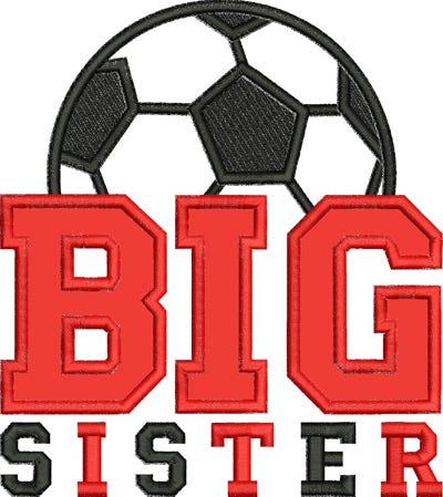 Big Sister Soccer Applique | Machine Embroidery Designs by JuJu