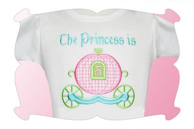 Birthday Princess Carriage Applique | Machine Embroidery Designs by JuJu