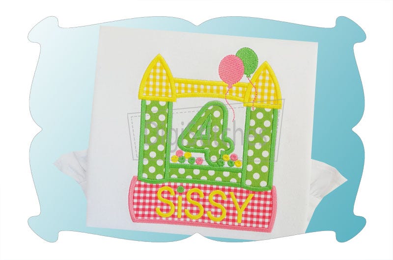 Bounce House Birthday Numbers Applique | Machine Embroidery Designs by JuJu