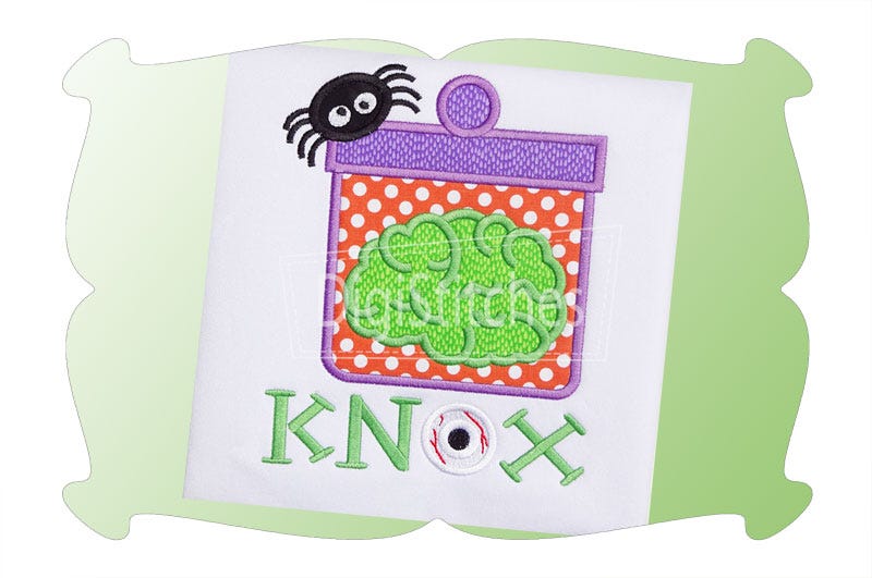 Brain In A Jar Applique | Machine Embroidery Designs by JuJu