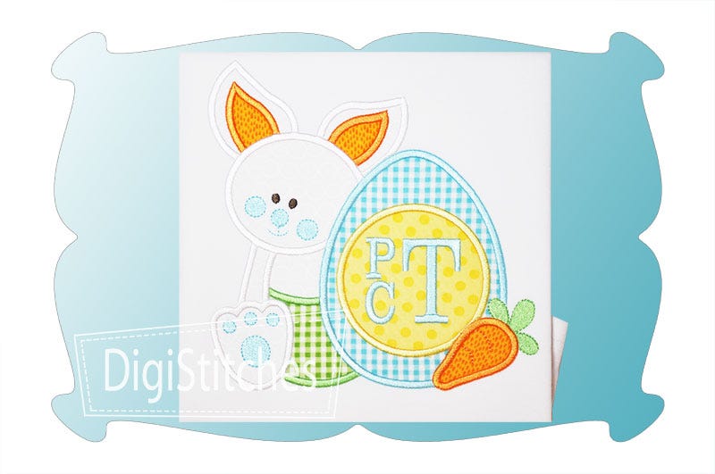 Bunny with Easter Egg Monogram Boy Applique | Machine Embroidery Designs by JuJu