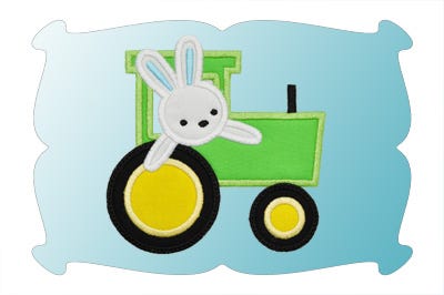 Bunny Tractor Applique | Machine Embroidery Designs by JuJu