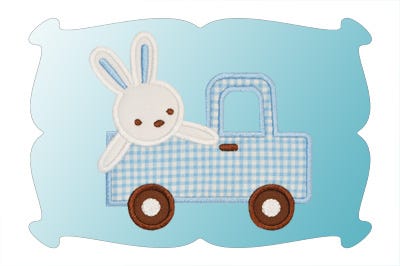 Bunny Truck Applique | Machine Embroidery Designs by JuJu