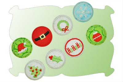 Christmas Button Covers Set 2 | Machine Embroidery Designs by JuJu