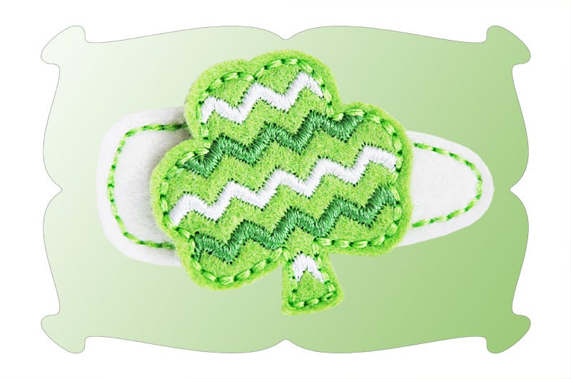 Chevron Shamrock Felt Snap Clip Mini | Machine Embroidery Designs by JuJu