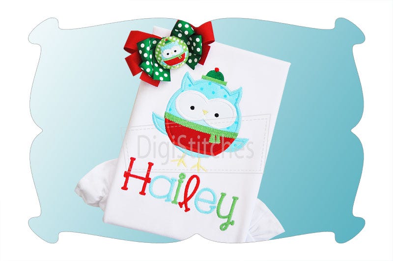 Christmas Owl Applique | Machine Embroidery Designs by JuJu