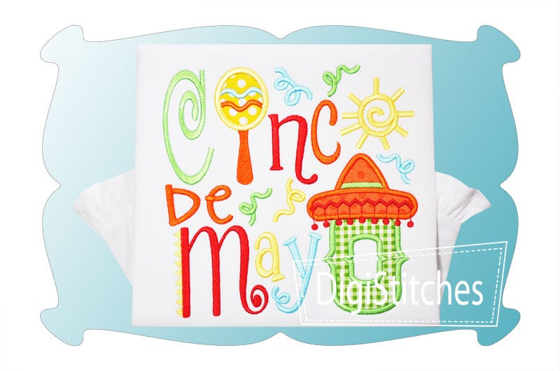 Cinco de Mayo 2 Applique | Machine Embroidery Designs by JuJu
