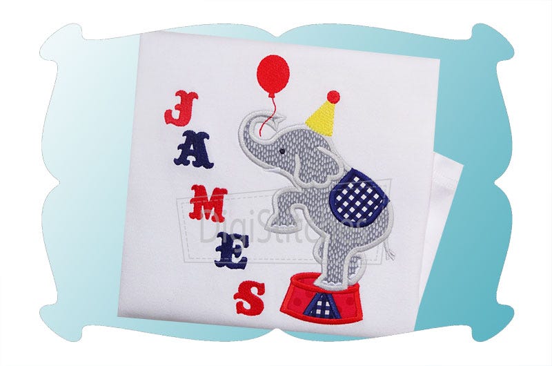 Circus Birthday Elephant Applique | Machine Embroidery Designs by JuJu