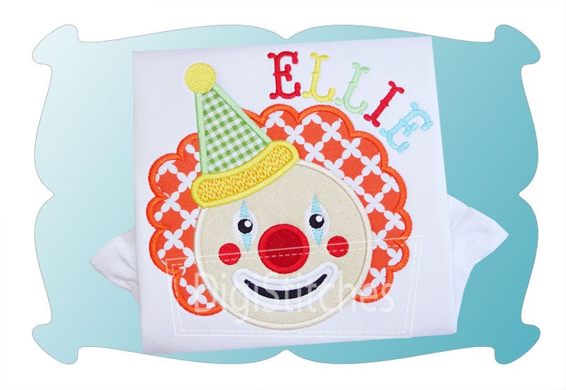 Clown Applique | Machine Embroidery Designs by JuJu