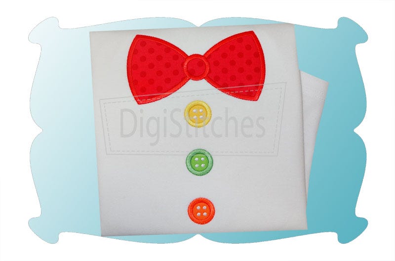 Clown Bow Tie and Buttons Applique | Machine Embroidery Designs by JuJu