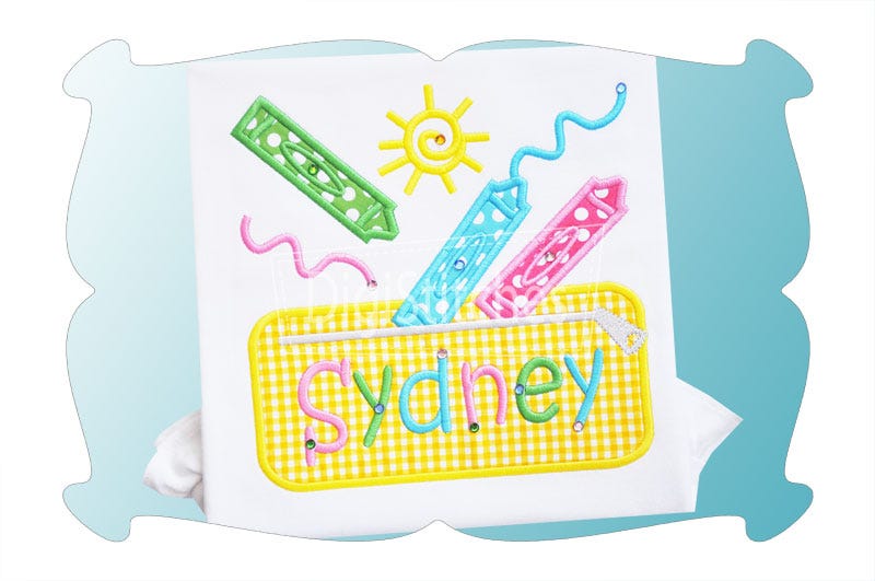 Crayon Pouch Applique | Machine Embroidery Designs by JuJu